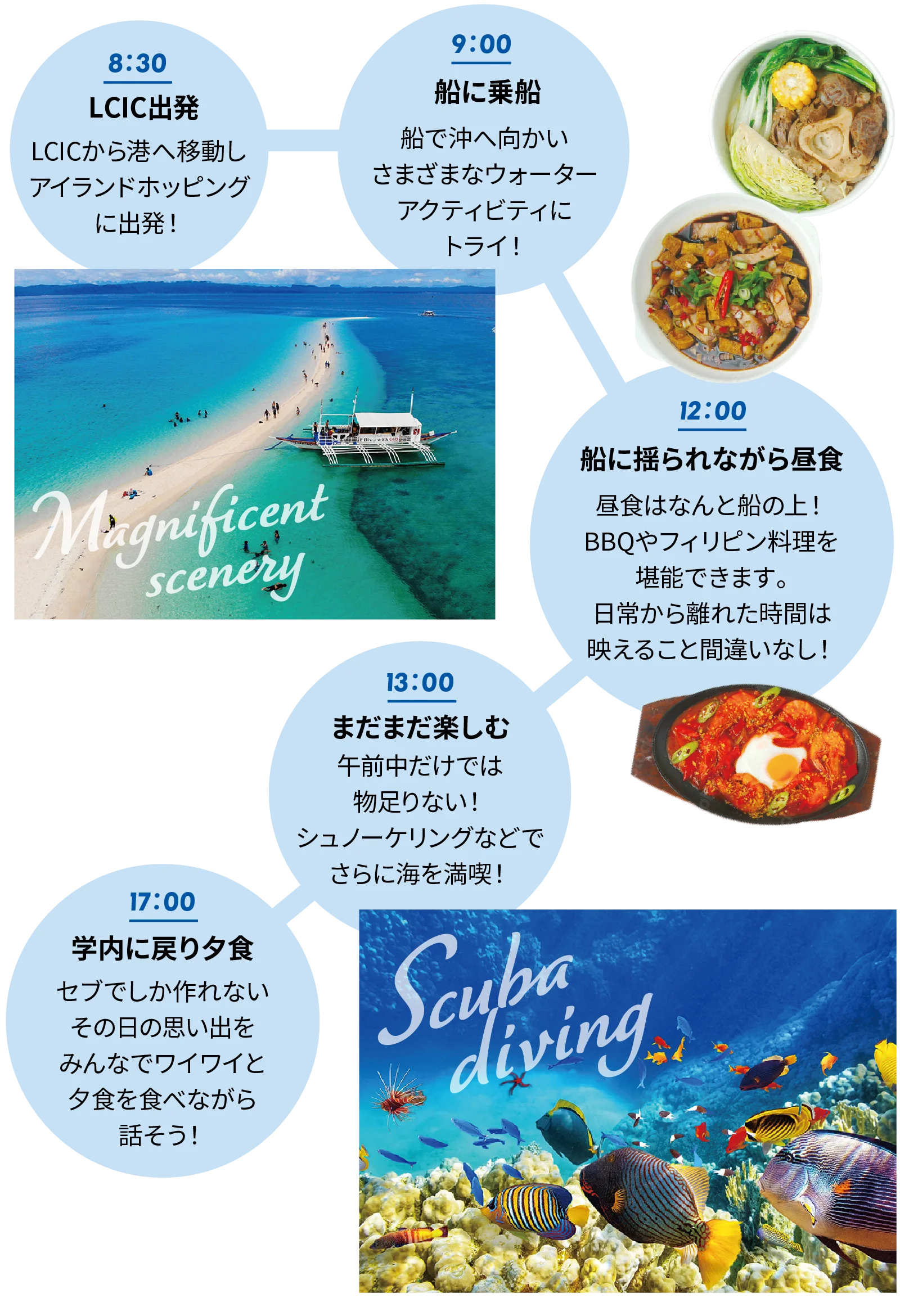 ボートでフィリピンの美しい海を堪能!